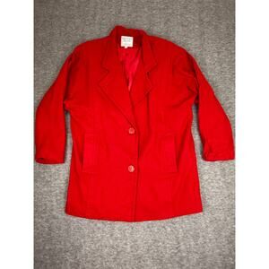 Vintage Kristen Blake Classics Merino Wool Blazer Red Women's Medium Made in USA